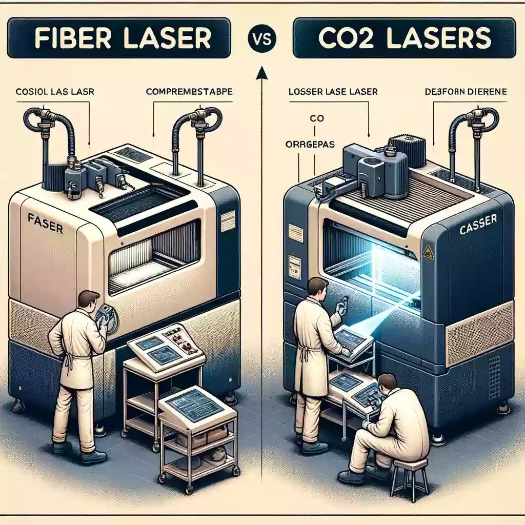 a picture of fiber laser machine and CO2 laser machine