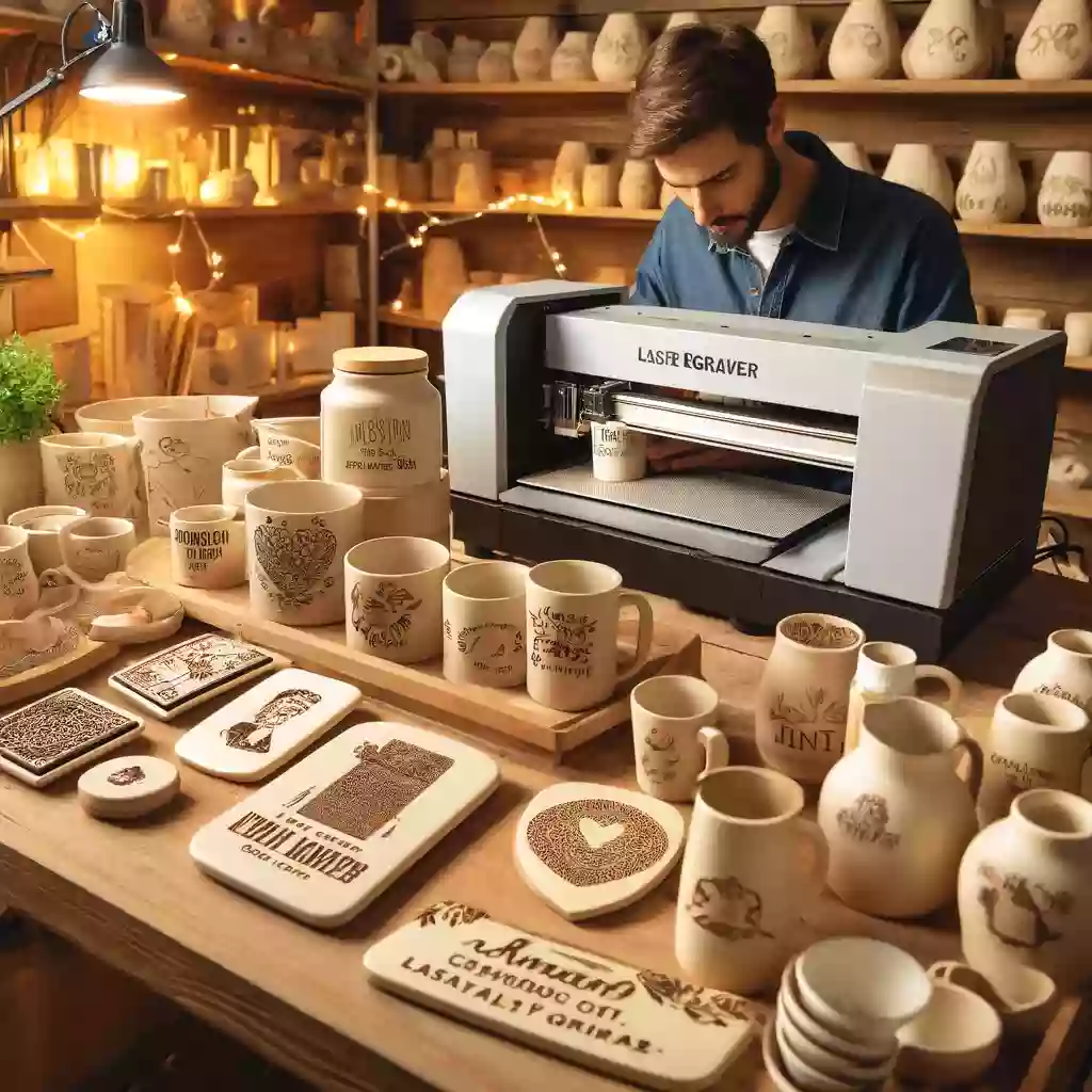 a picture of laser engraver machine to create customized ceramic gifts