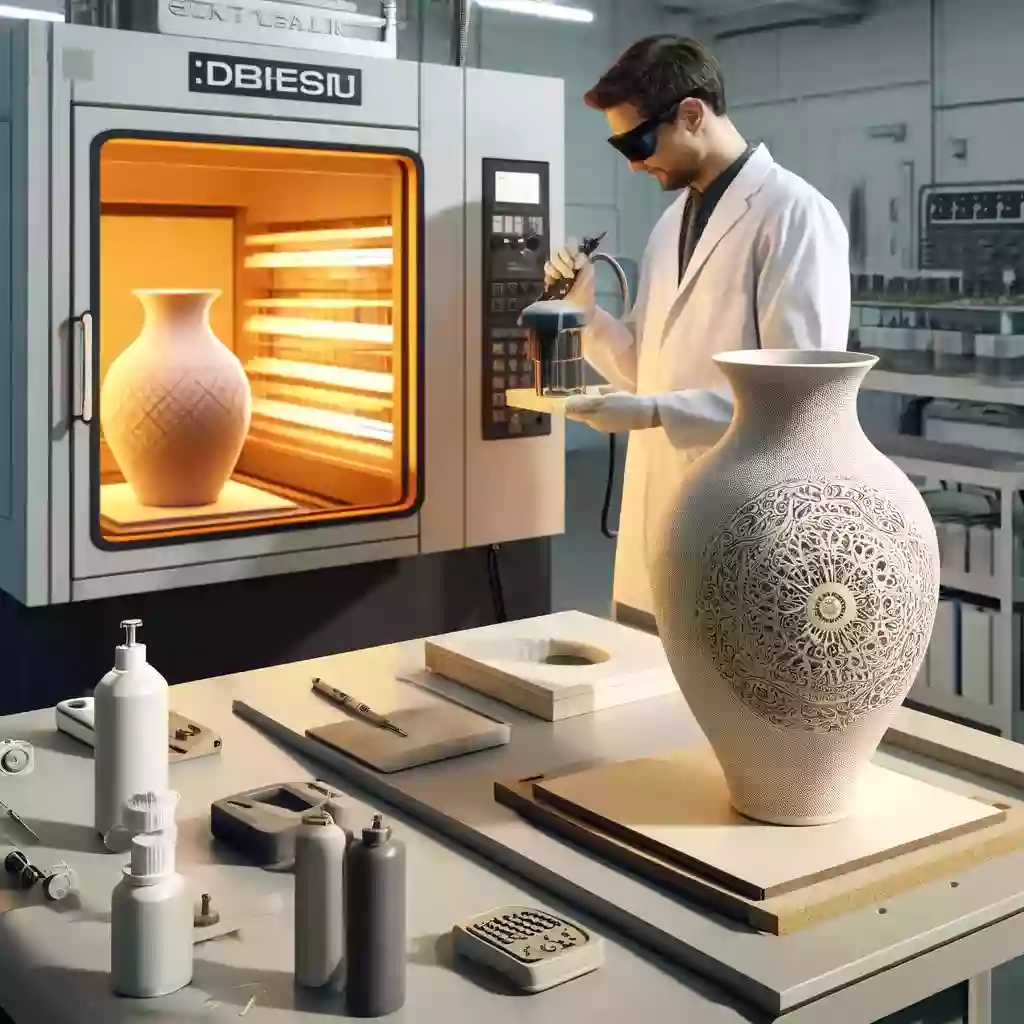 a picture of post-processing of ceramics after laser engraving